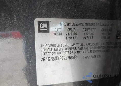 2014 Buick Regal Turbo Premium Ii from USA, damaged, VIN 2G4GR5GX9E9276349